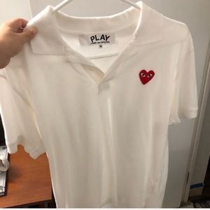 Commes des garçons play white polo medium